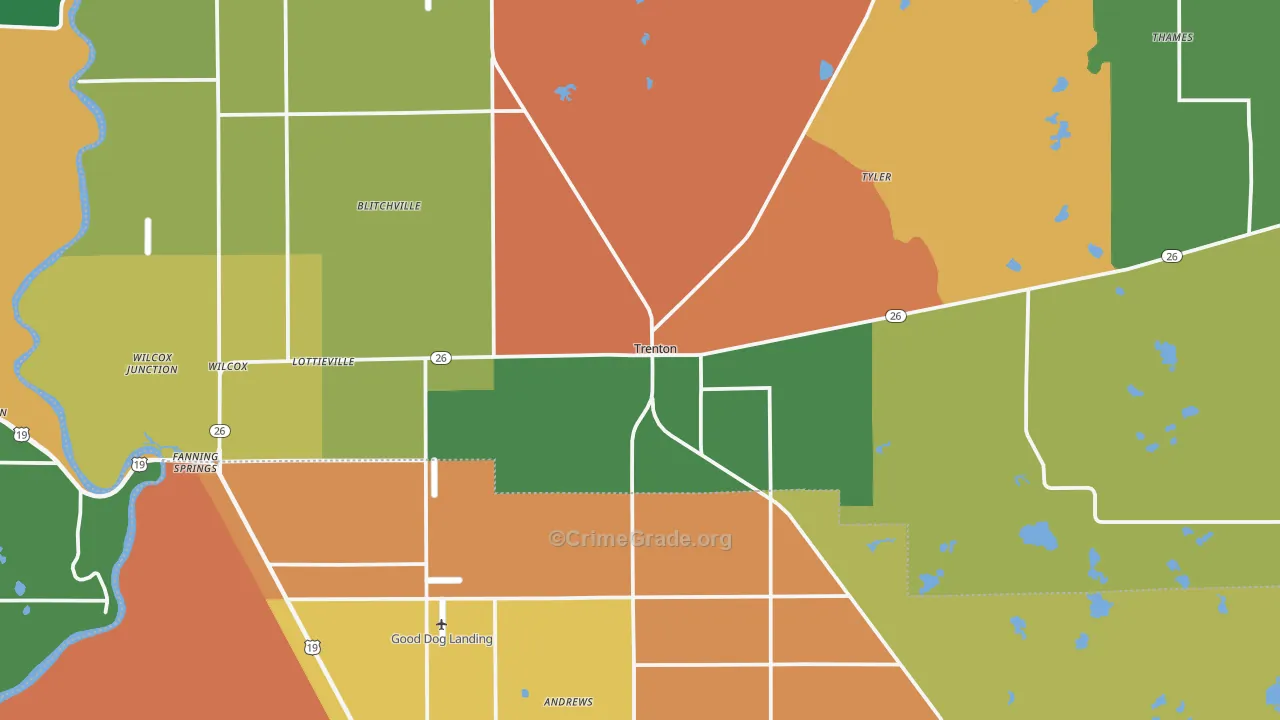 Trenton, FL Map of Assault Rates