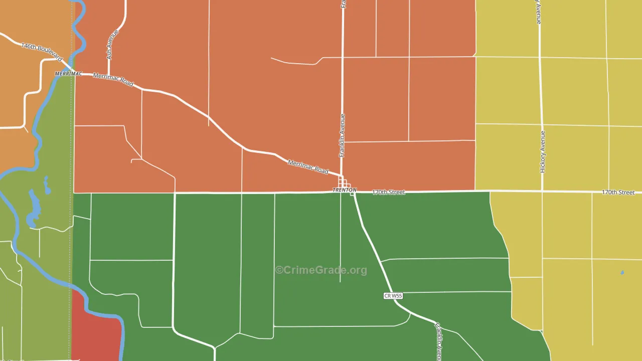 Trenton, IA Map of Assault Rates