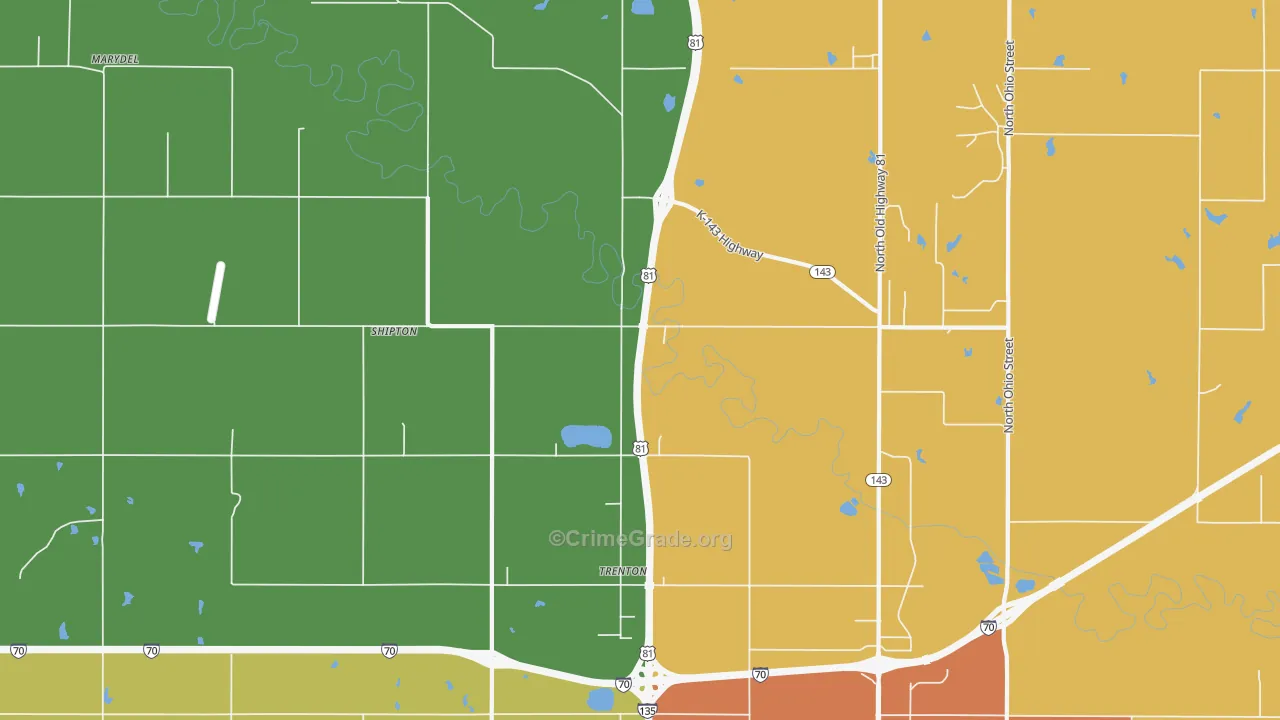 Trenton, KS Map of Assault Rates