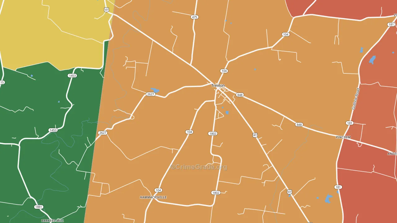 Trenton, KY Map of Assault Rates