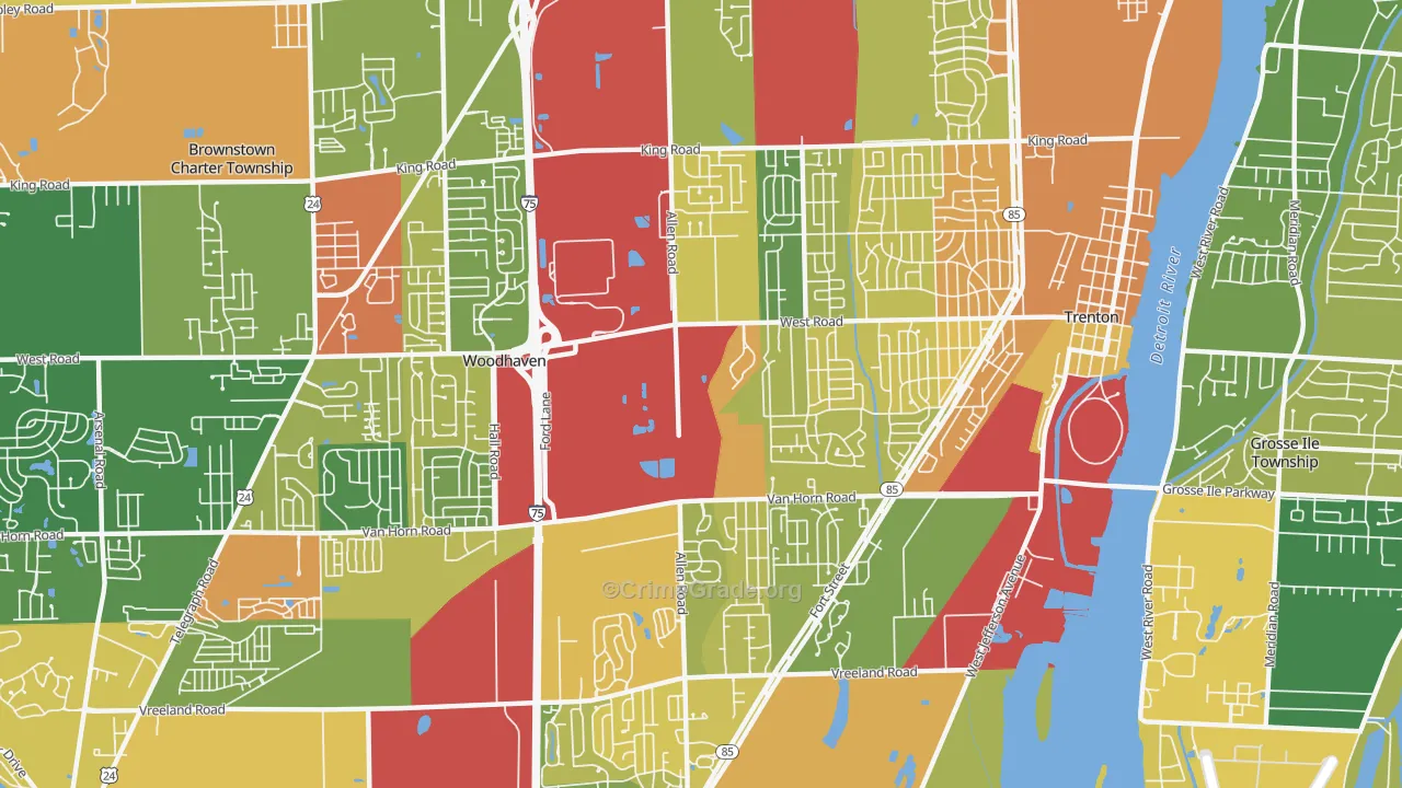 Trenton, MI Map of Assault Rates