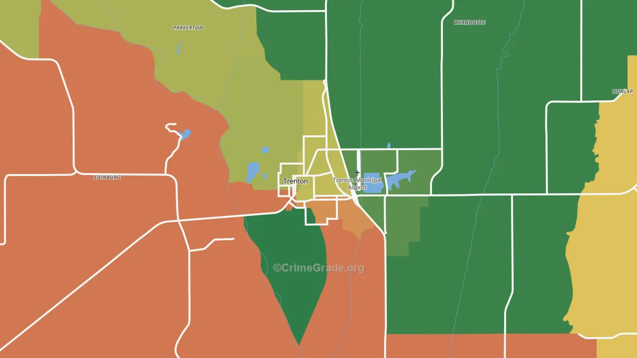 Trenton, MO Map of Assault Rates