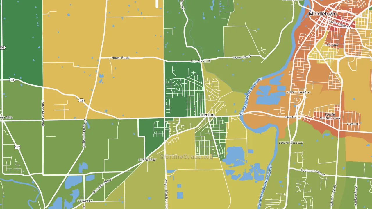 Trenton, OH Map of Assault Rates