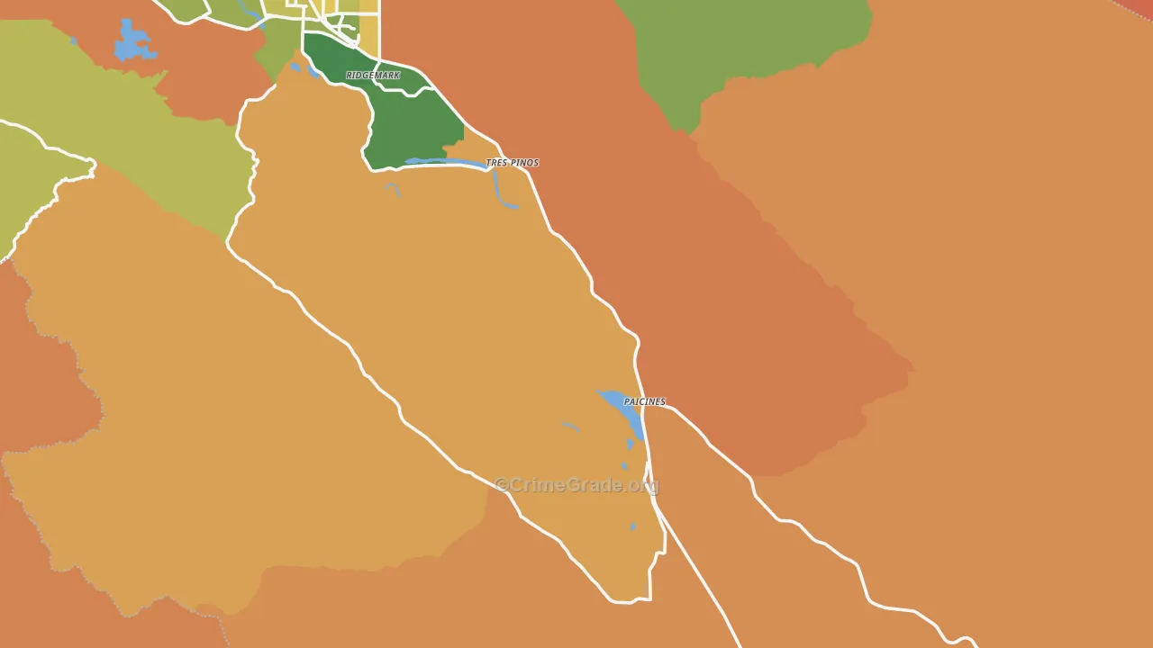 Tres Pinos, CA Map of Assault Rates