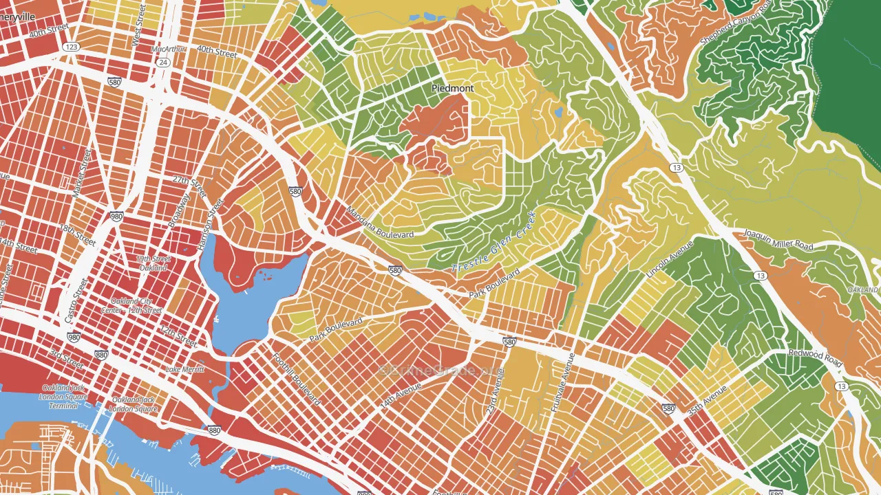 Trestle Glen, Oakland, CA Map of Assault Rates
