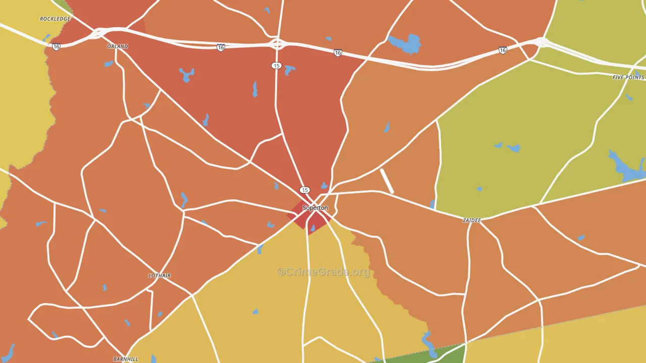 Treutlen County, GA Map of Assault Rates