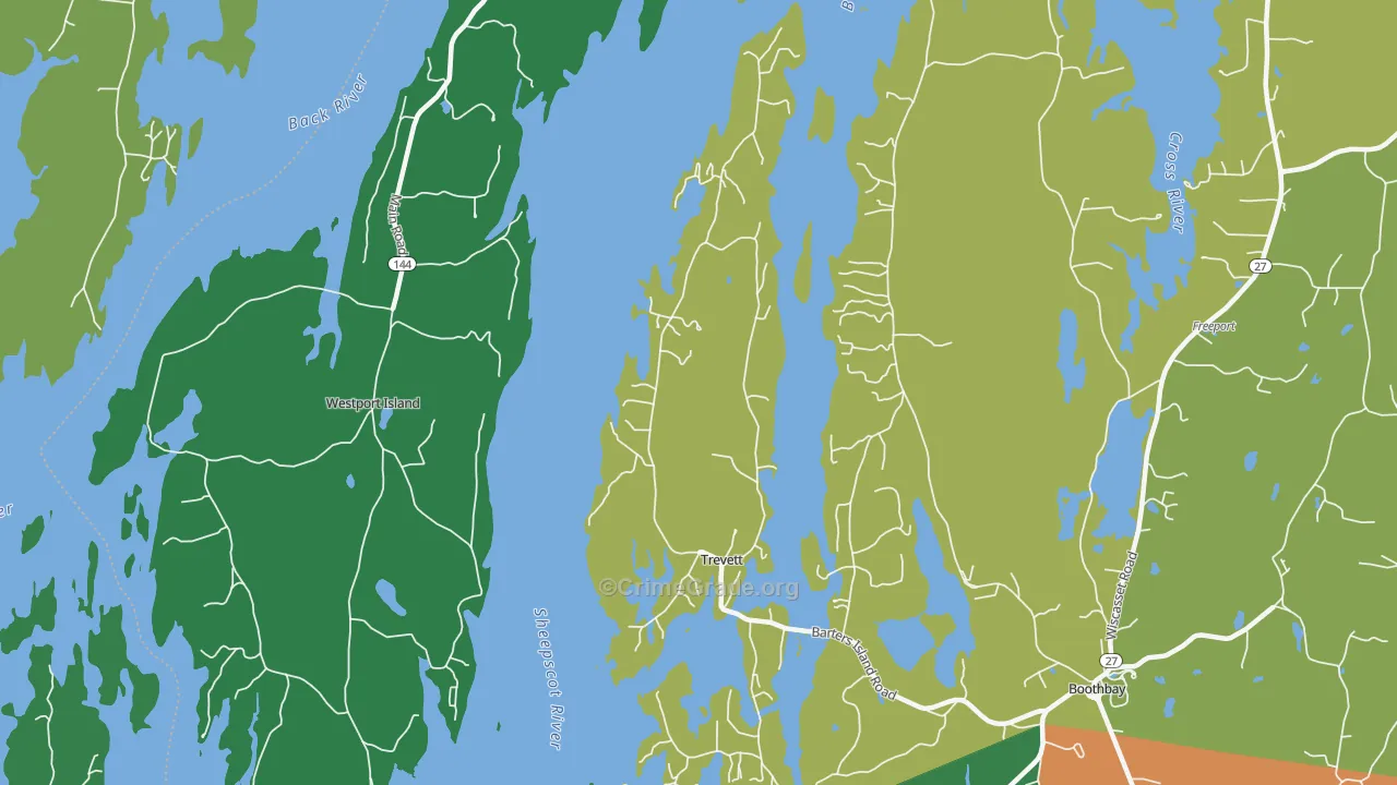 Trevett, ME Map of Assault Rates