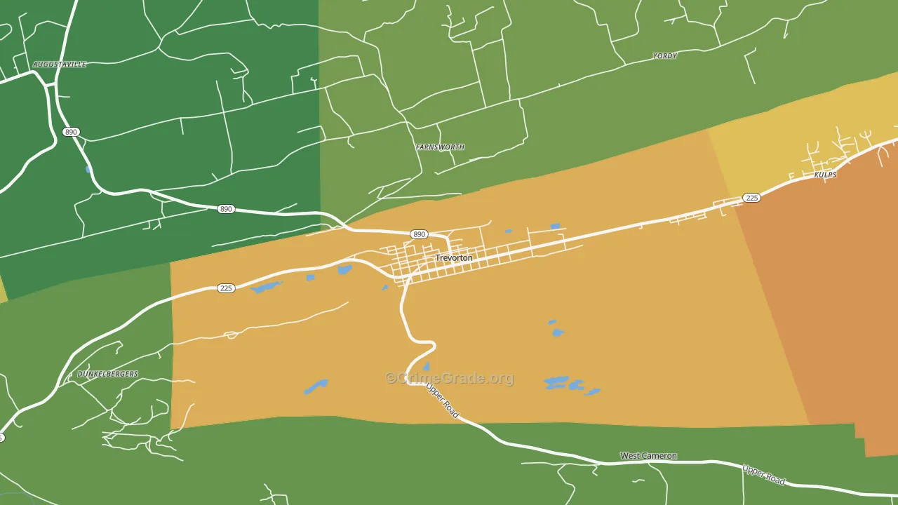 Trevorton, PA Map of Assault Rates