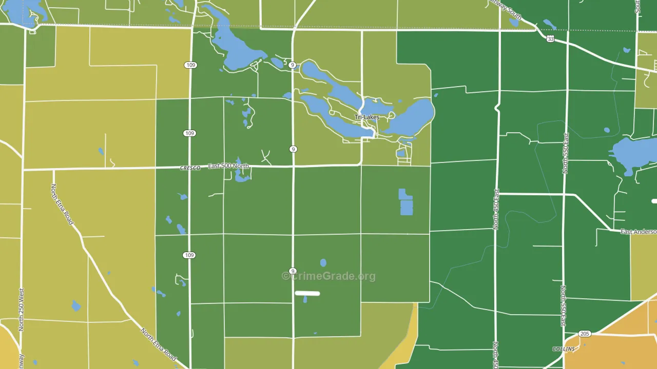 Tri-Lakes, IN Map of Assault Rates