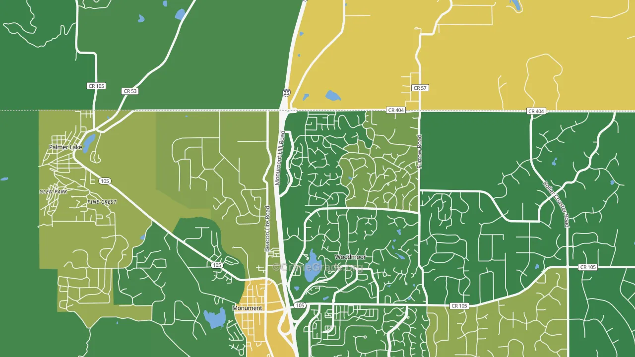 Tri-Lakes, Woodmoor, CO Map of Assault Rates
