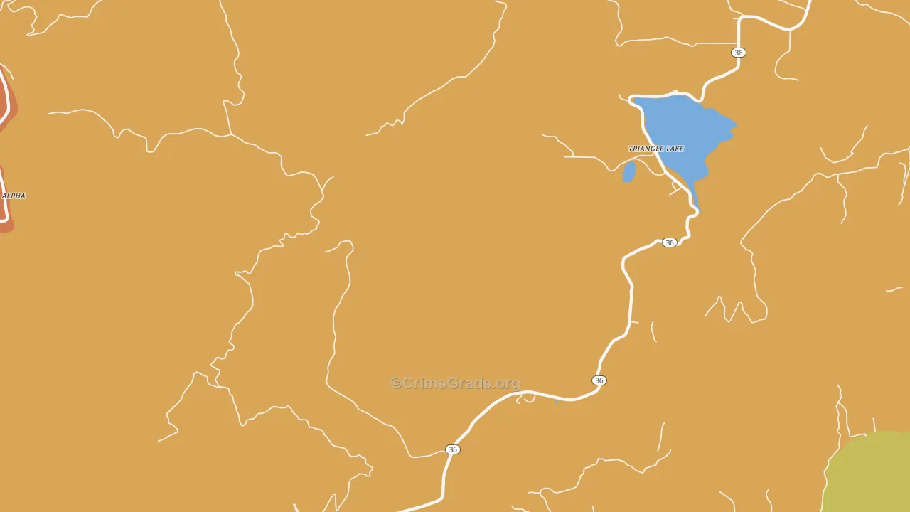 Triangle Lake, OR Map of Assault Rates
