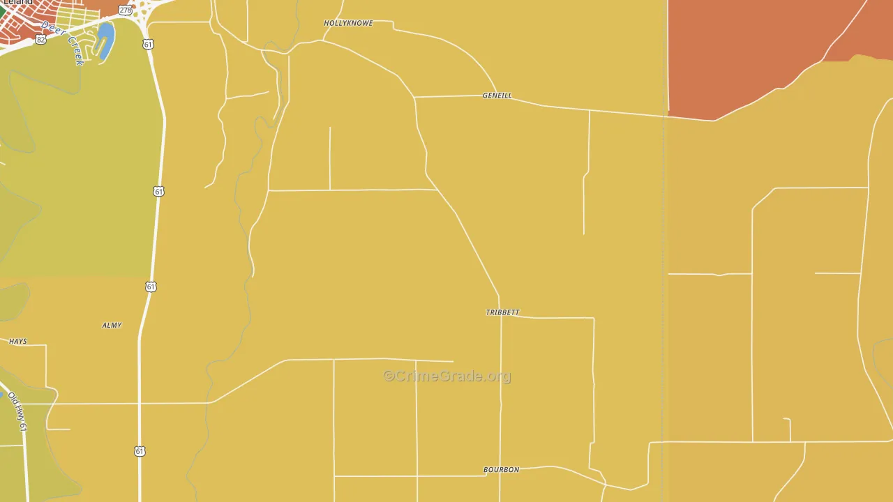 Tribbett, MS Map of Assault Rates