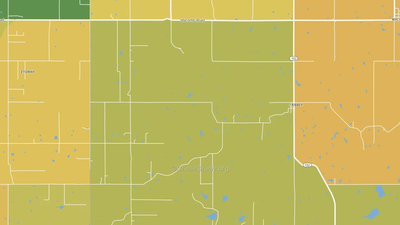 Tribbey, OK Map of Assault Rates