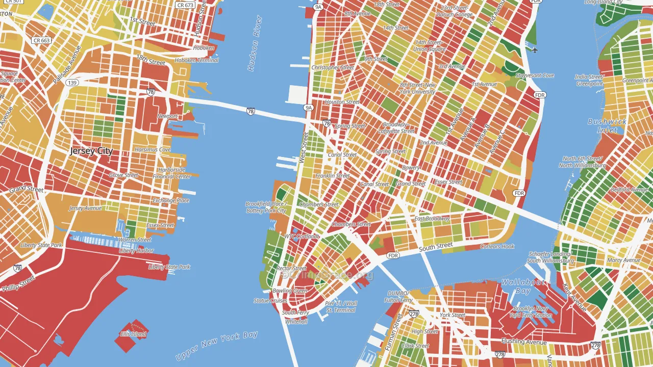 Tribeca, Manhattan, NY Map of Assault Rates