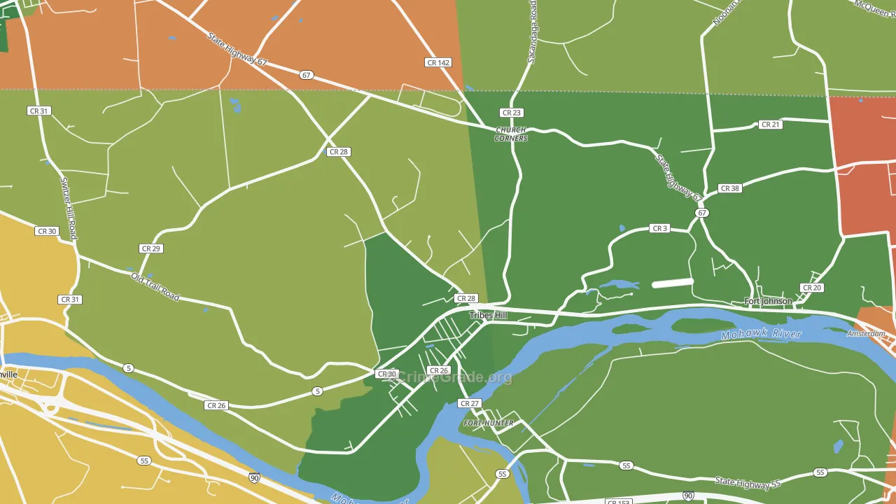 Tribes Hill, NY Map of Assault Rates