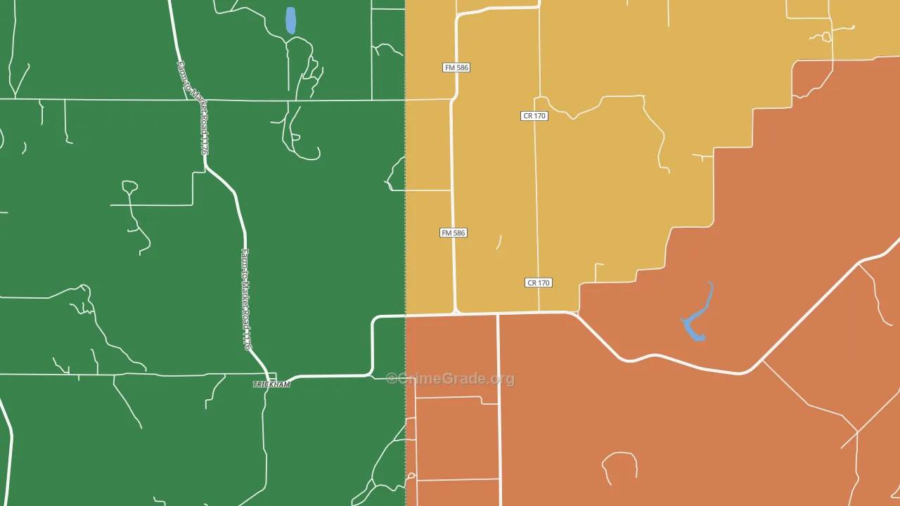 Trickham, TX Map of Assault Rates