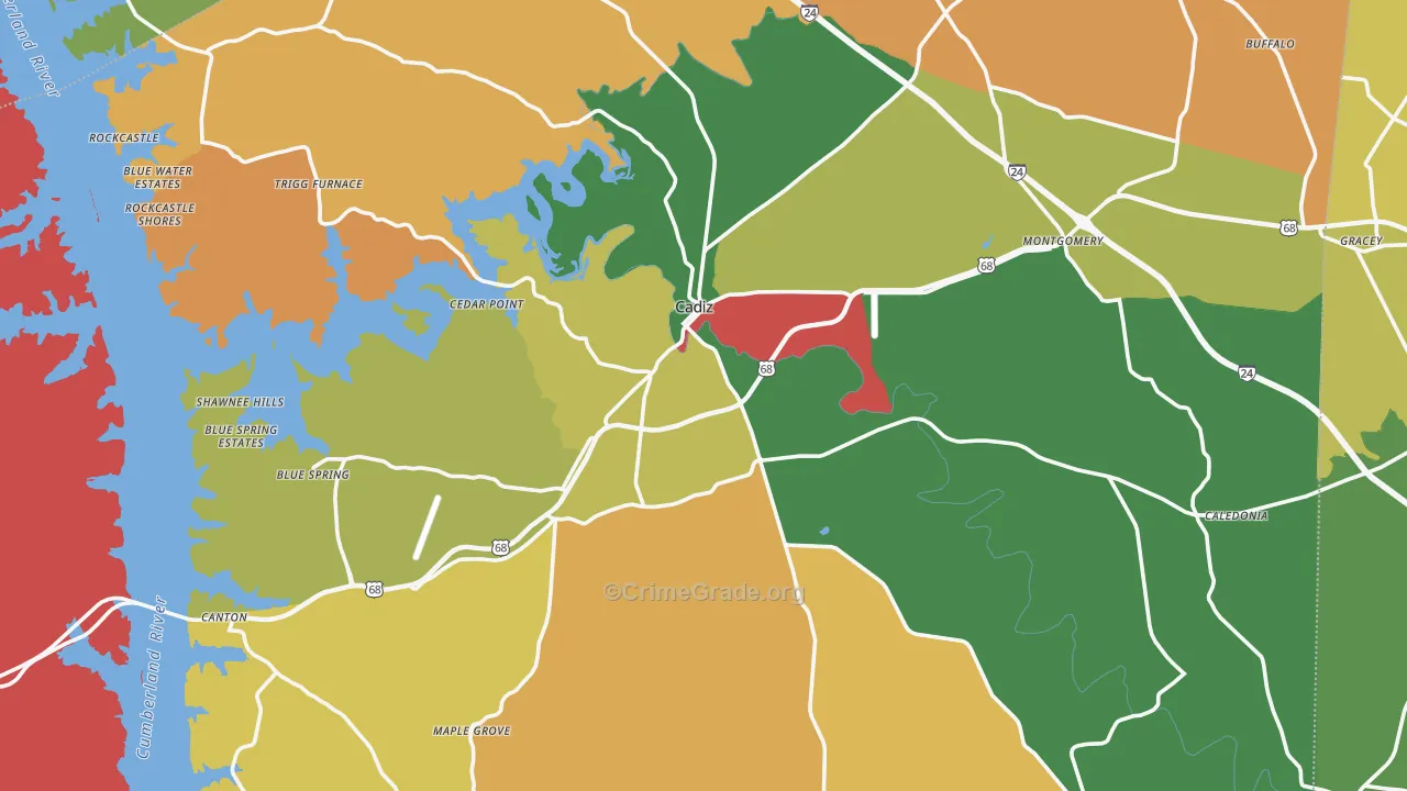 Trigg County, KY Map of Assault Rates