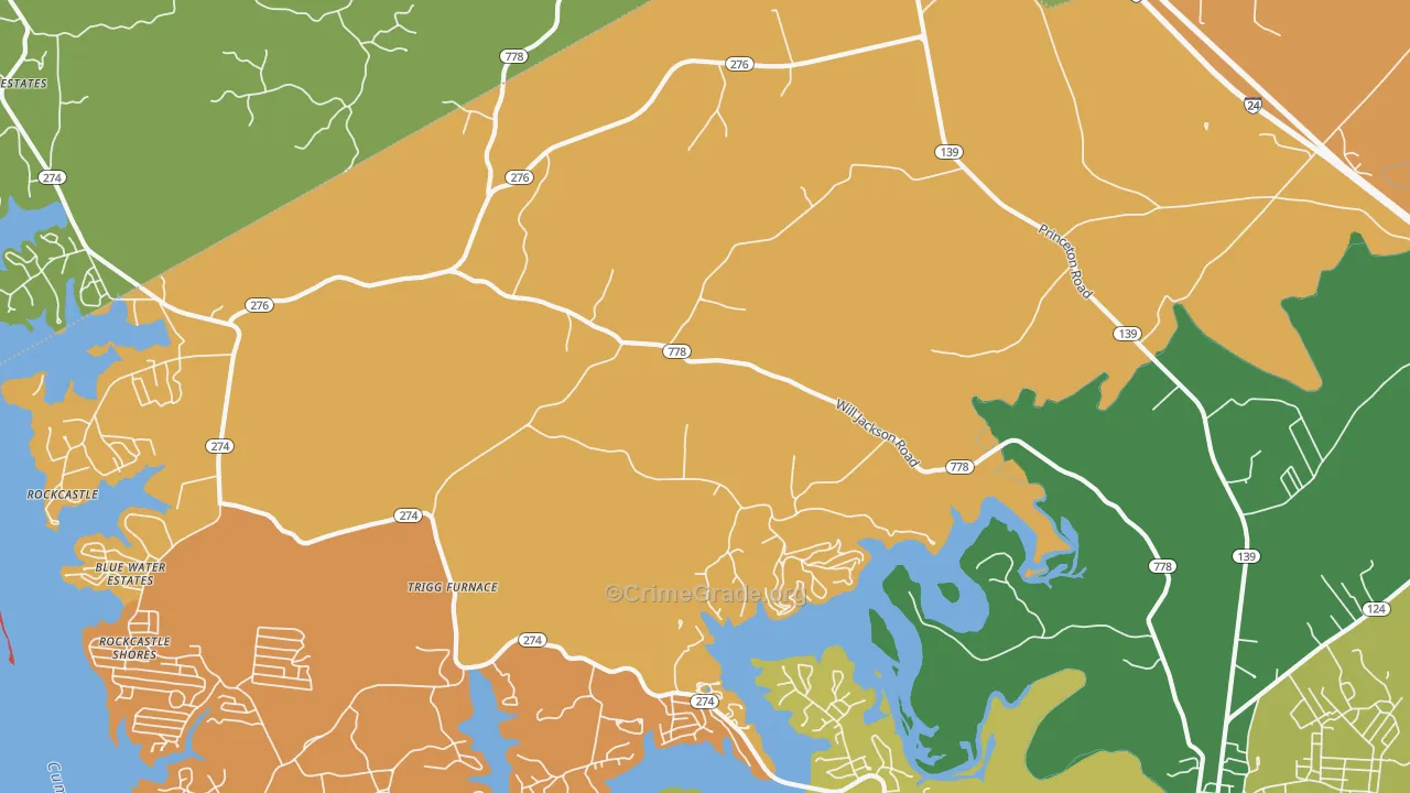 Trigg Furnace, KY Map of Assault Rates