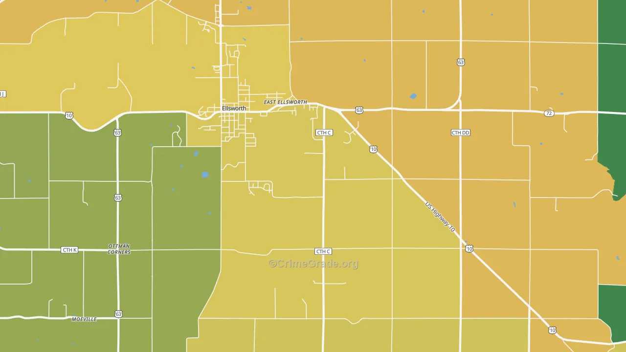 Trimbelle, WI Map of Assault Rates