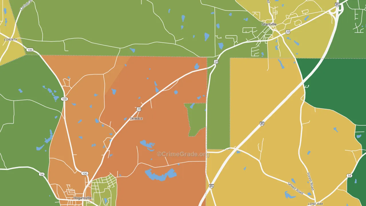 Trimble, GA Map of Assault Rates