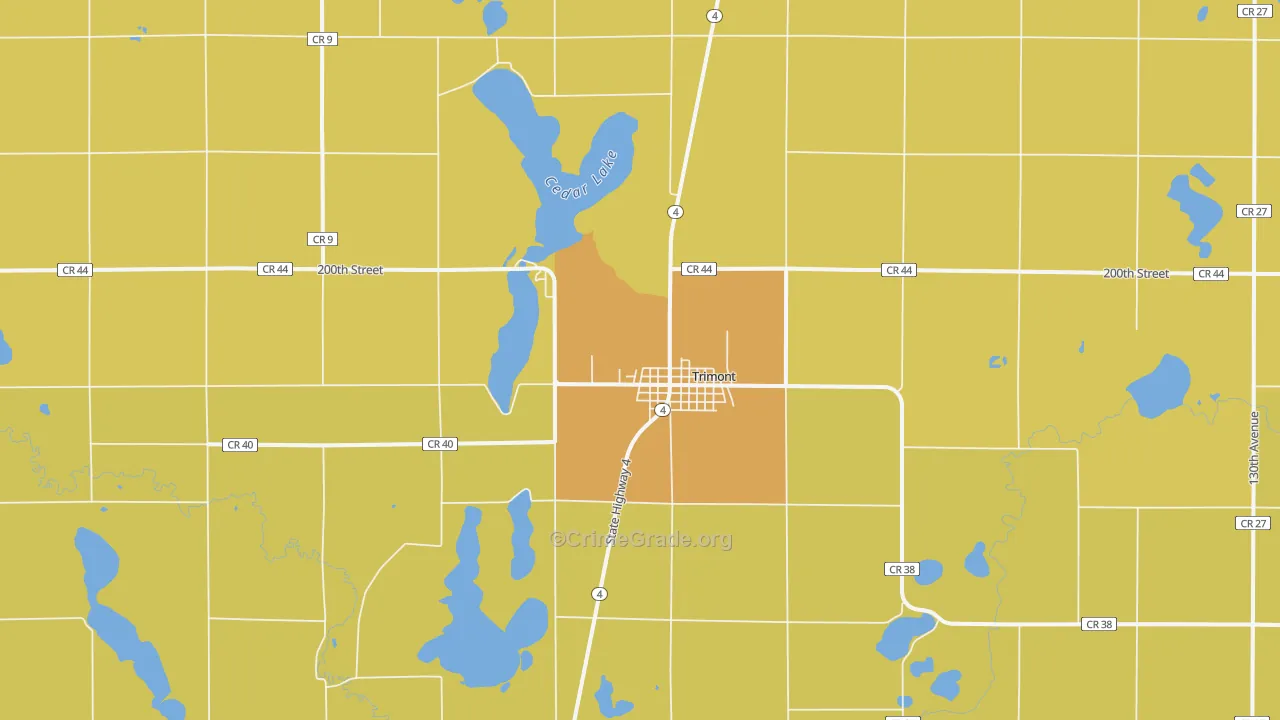 Trimont, MN Map of Assault Rates