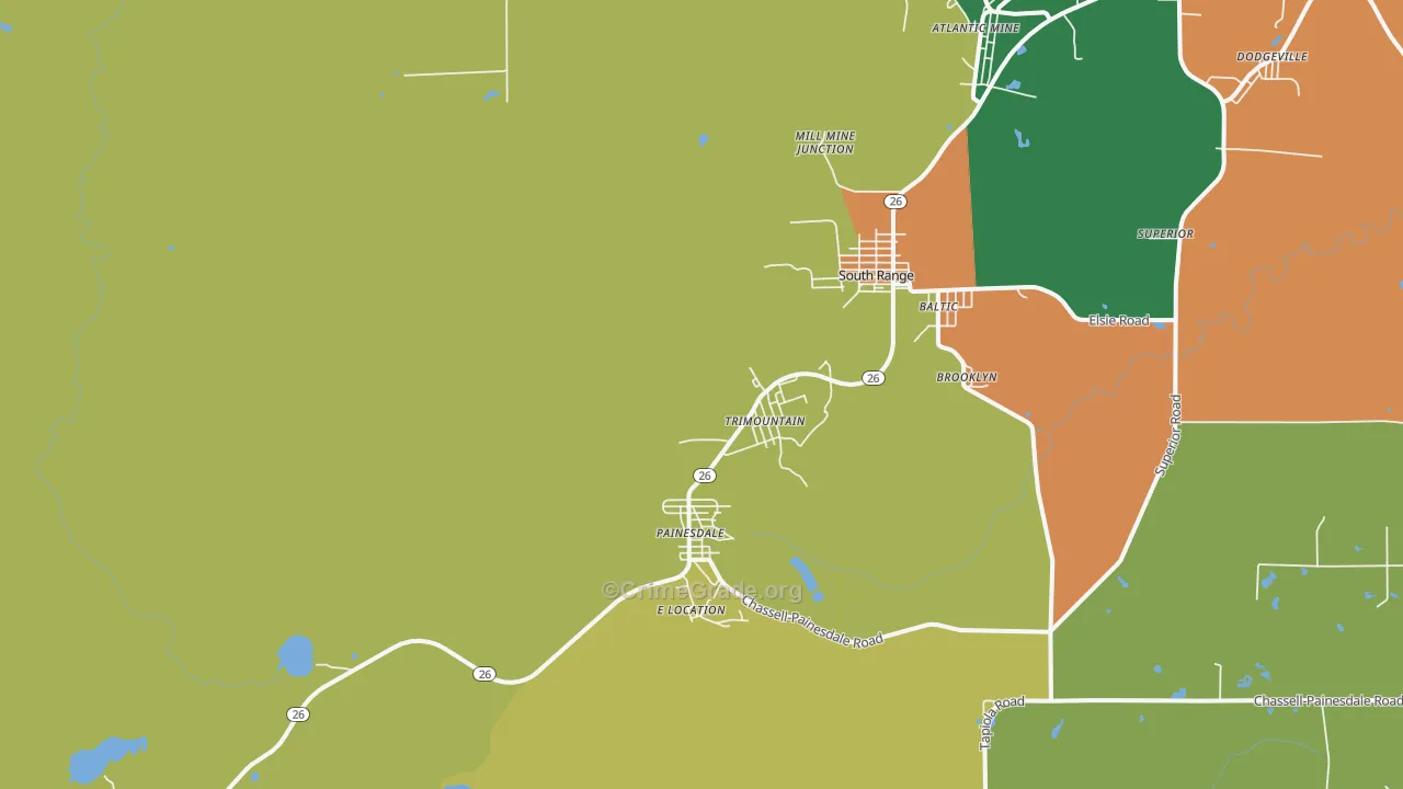 Trimountain, MI Map of Assault Rates