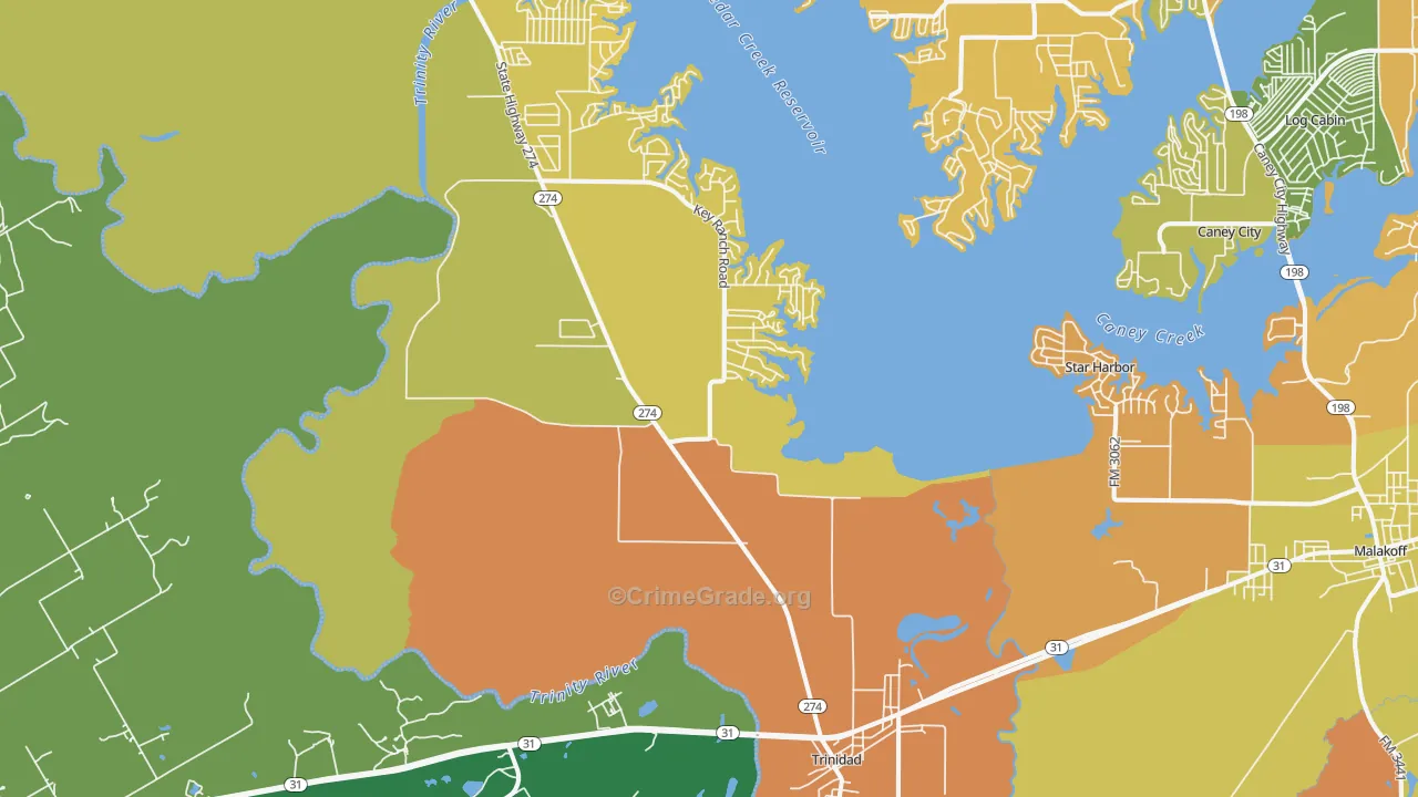 Trinidad, TX Map of Assault Rates