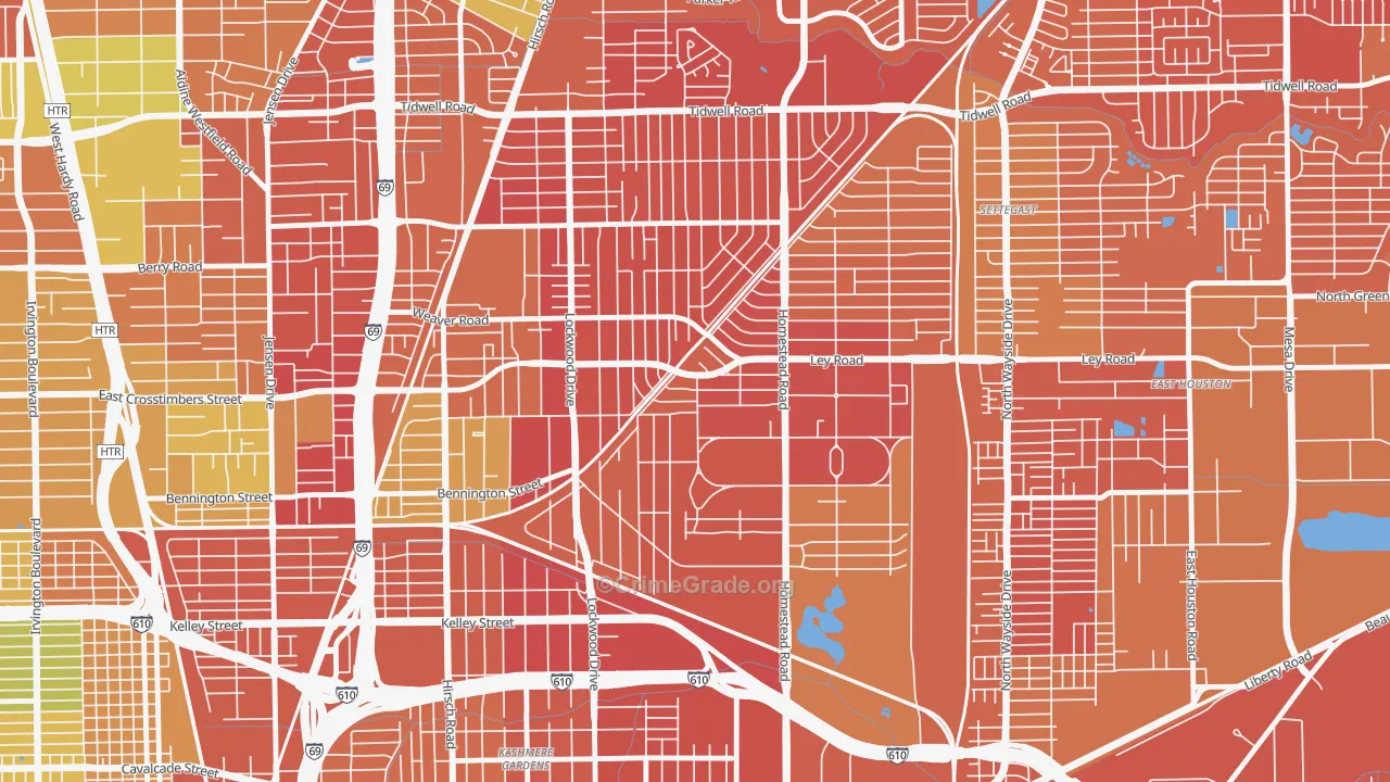 Trinity-Houston Gardens, Houston, TX Map of Assault Rates