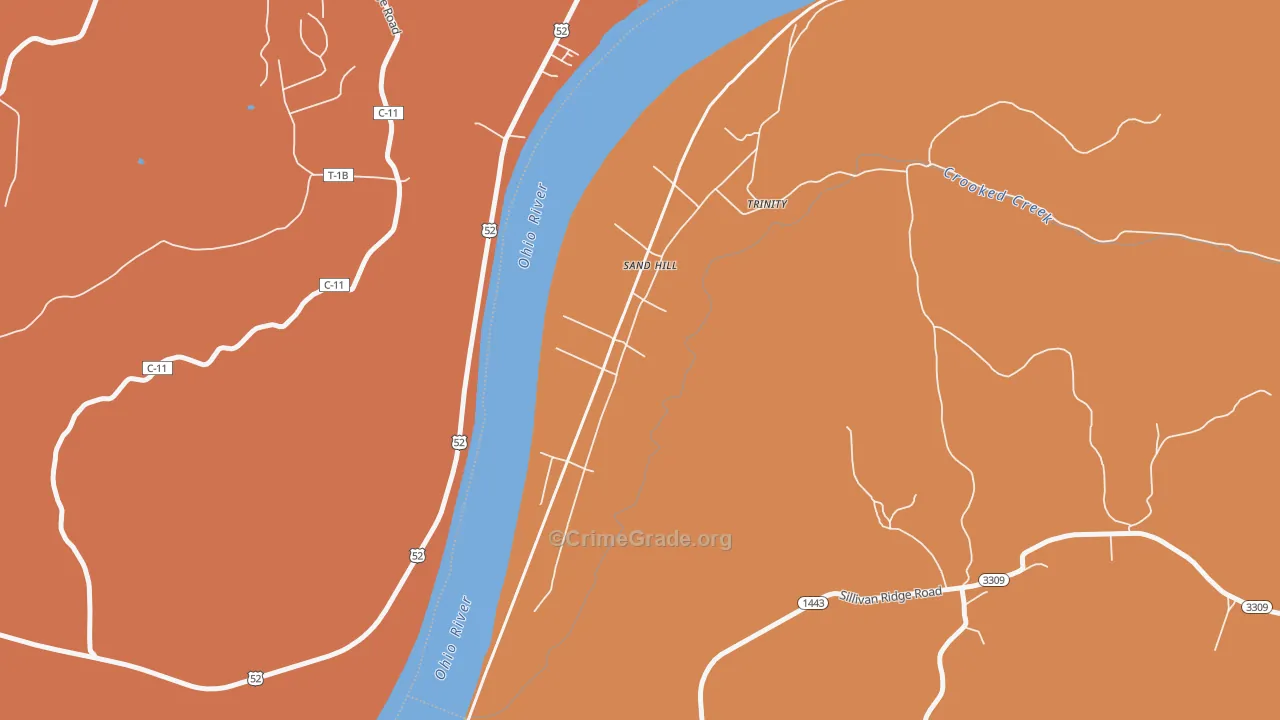 Trinity, KY Map of Assault Rates