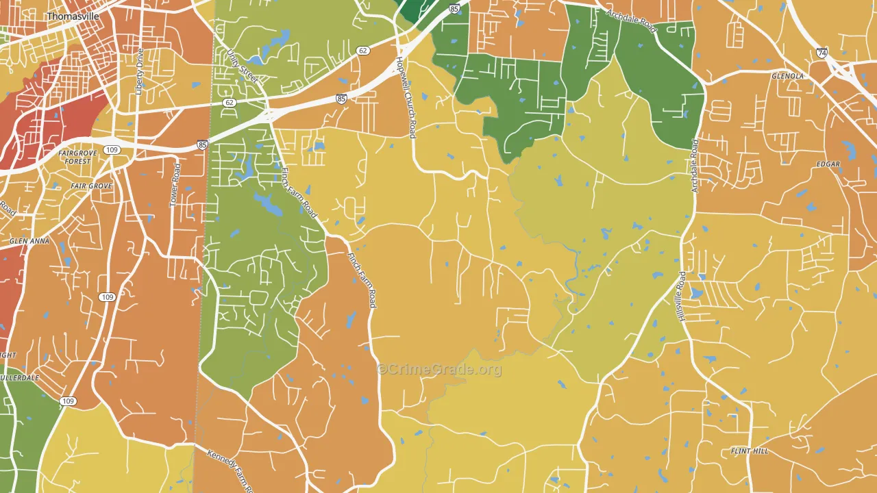 Trinity, NC Map of Assault Rates