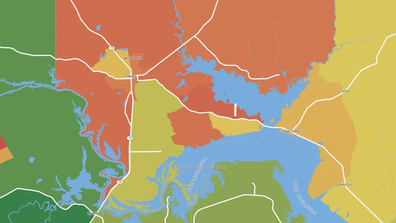 Trinity, TX Map of Assault Rates