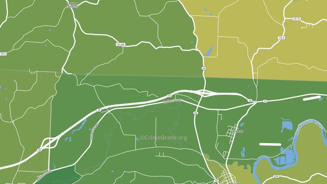 Trinway, OH Map of Assault Rates