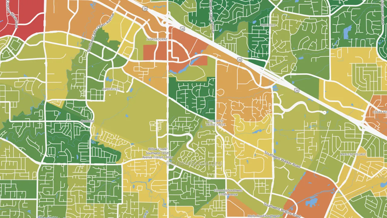 Triple Creek, Beaverton, OR Map of Assault Rates