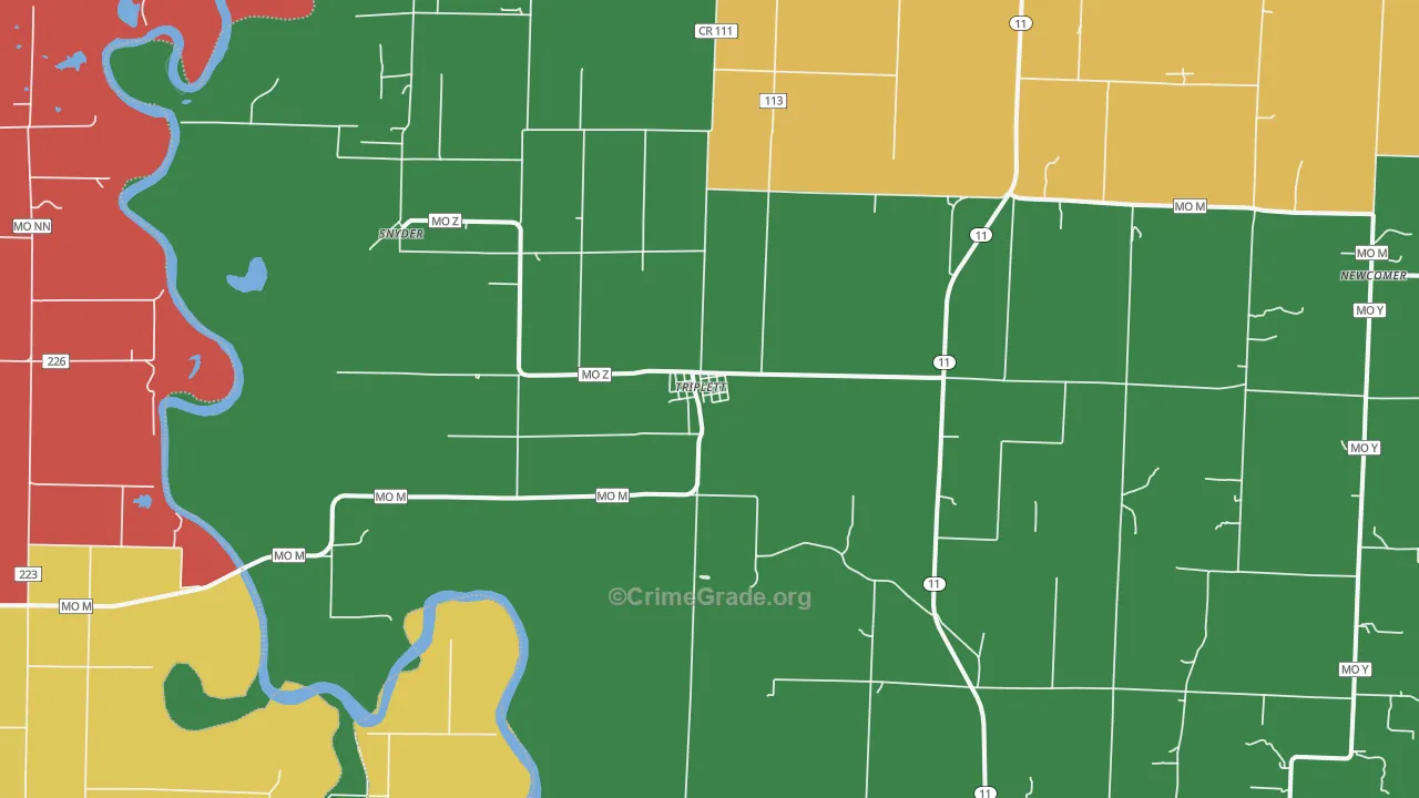 Triplett, MO Map of Assault Rates