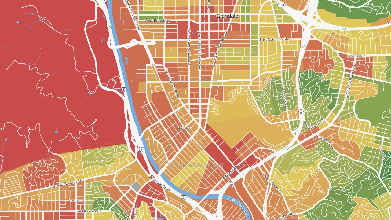 Tropico, Glendale, CA Map of Assault Rates