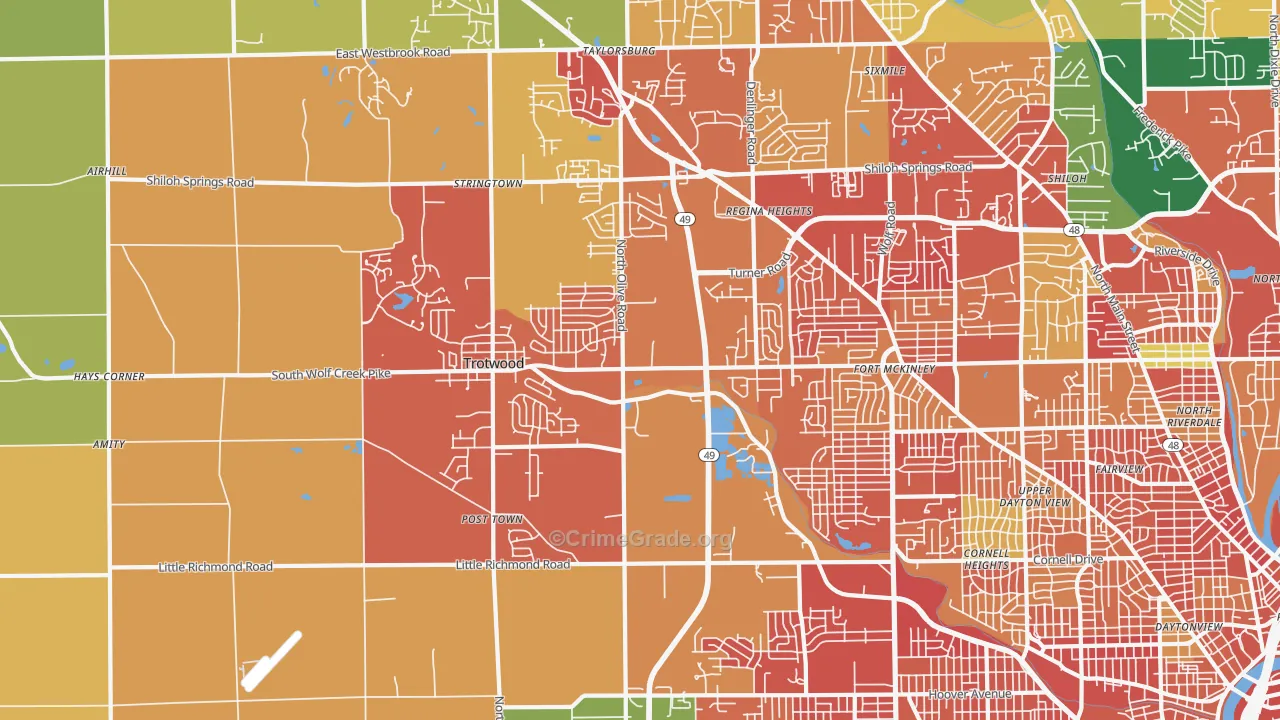 Trotwood, OH Map of Assault Rates