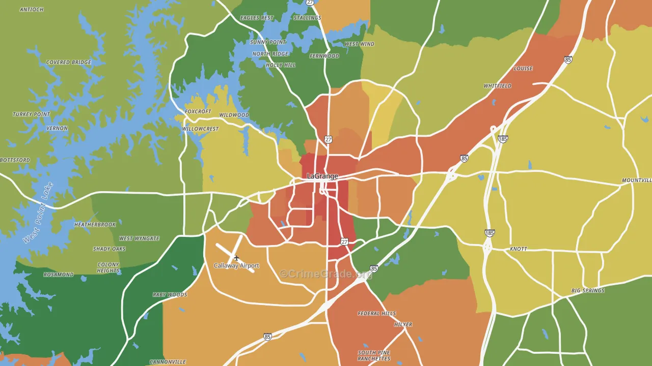 Troup County, GA Map of Assault Rates