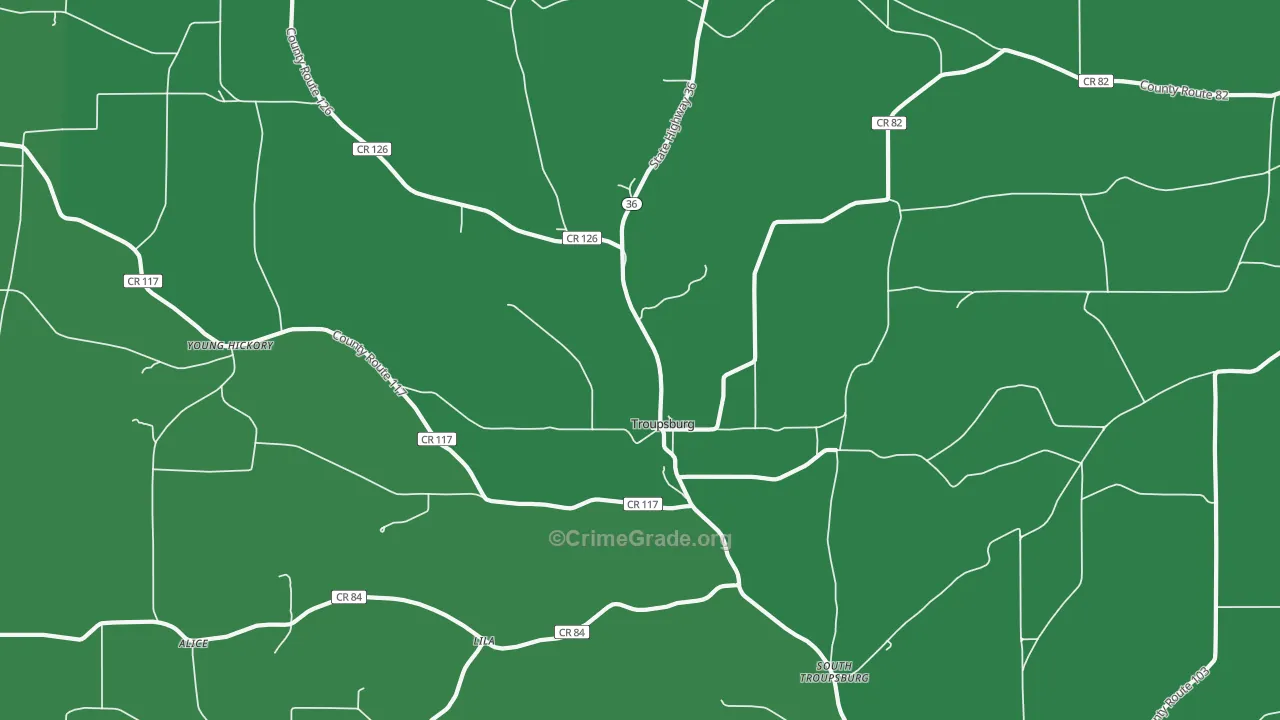 Troupsburg, NY Map of Assault Rates