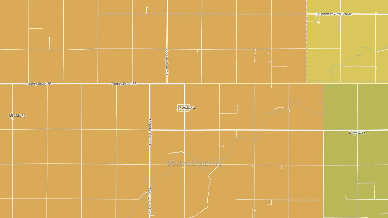 Trousdale, KS Map of Assault Rates