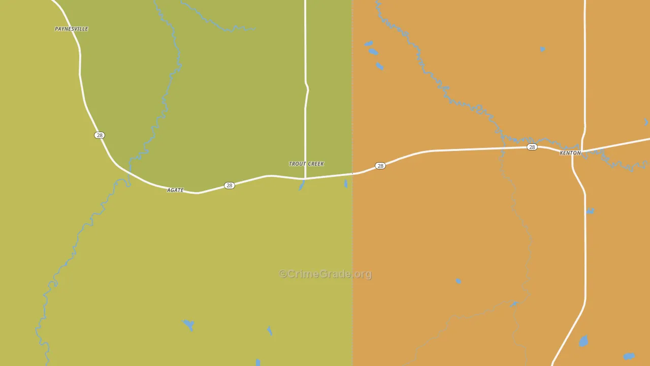 Trout Creek, MI Map of Assault Rates