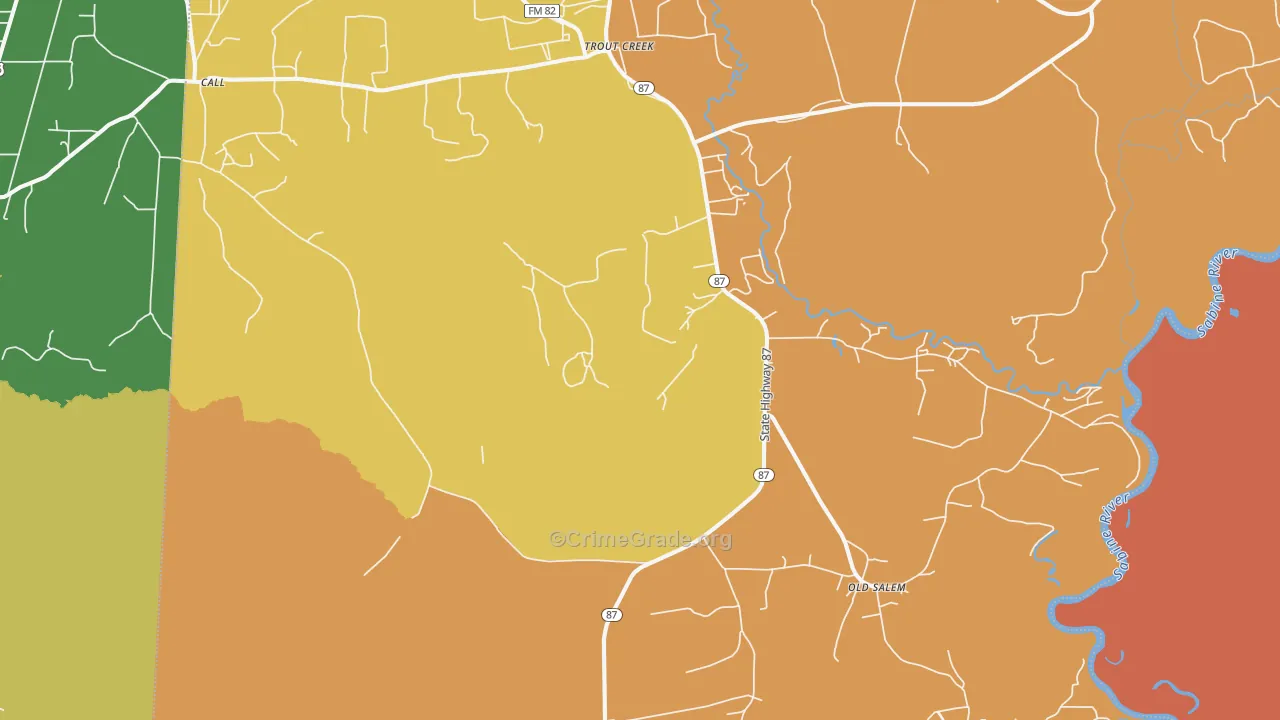Trout Creek, TX Map of Assault Rates