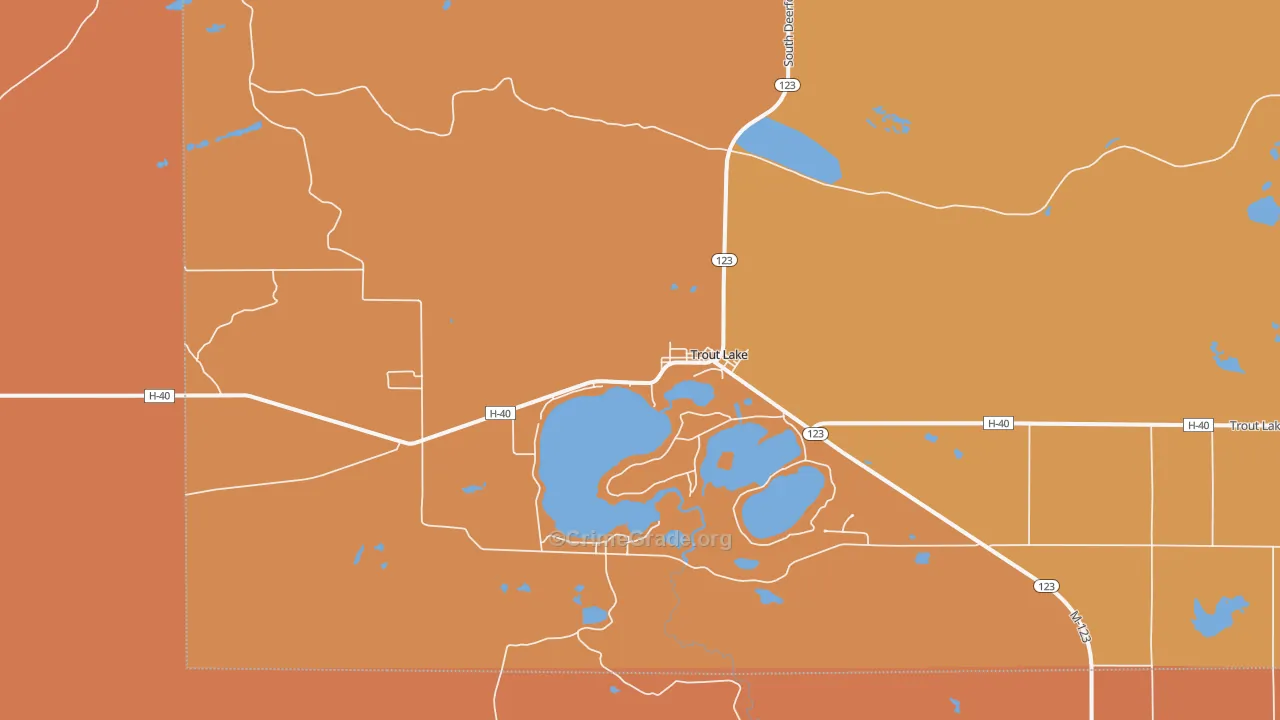Trout Lake, MI Map of Assault Rates