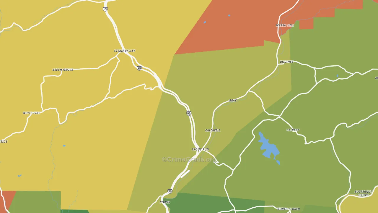 Trout Run, PA Map of Assault Rates