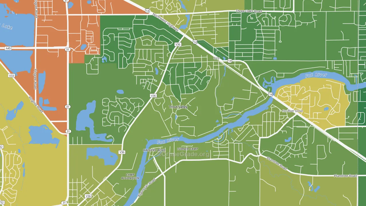 Trout Valley, IL Map of Assault Rates