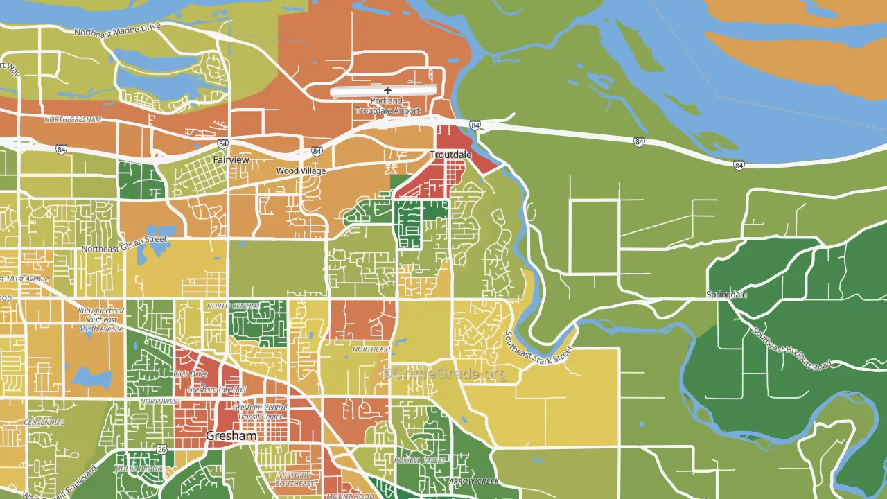 Troutdale, OR Map of Assault Rates