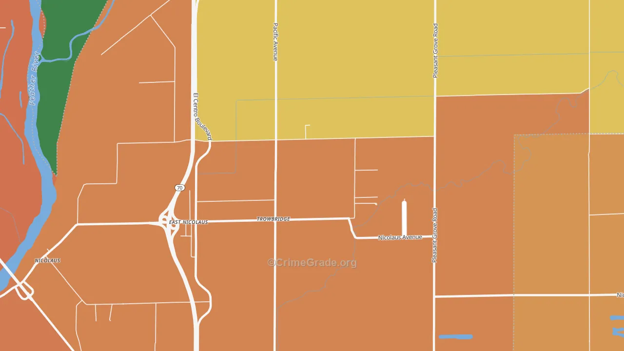 Trowbridge, CA Map of Assault Rates