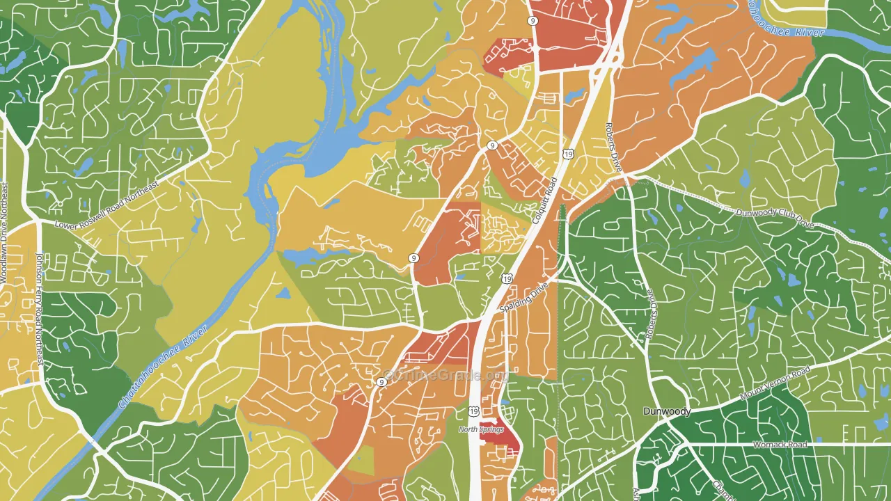 Trowbridge Square, Sandy Springs, GA Map of Assault Rates