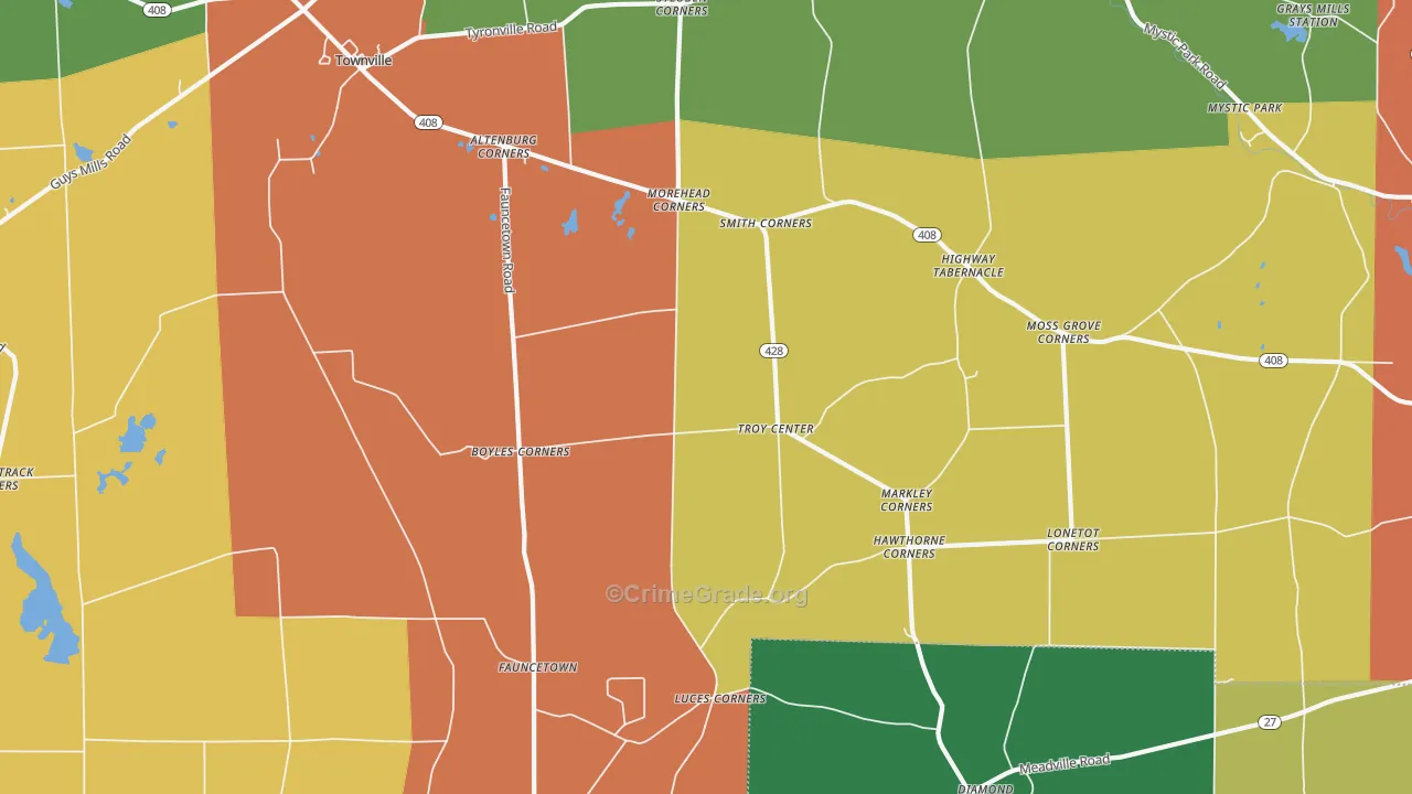 Troy Center, PA Map of Assault Rates