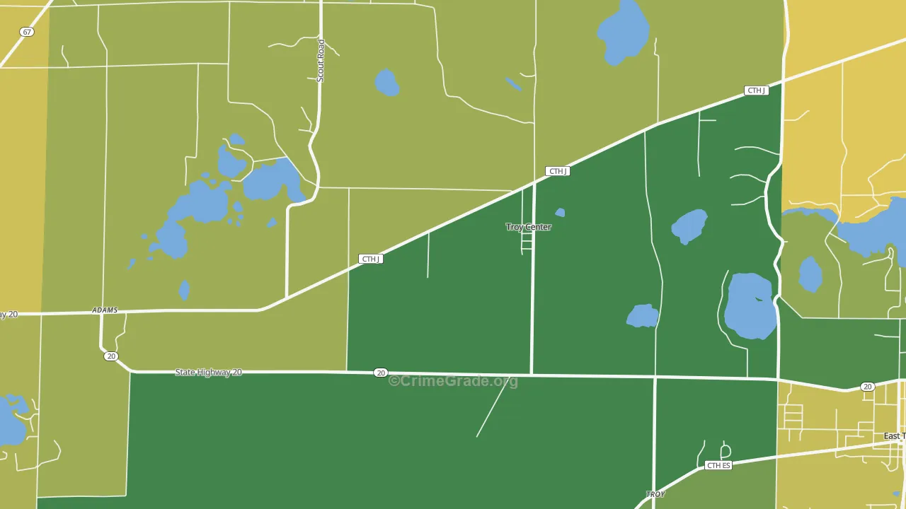 Troy Center, WI Map of Assault Rates