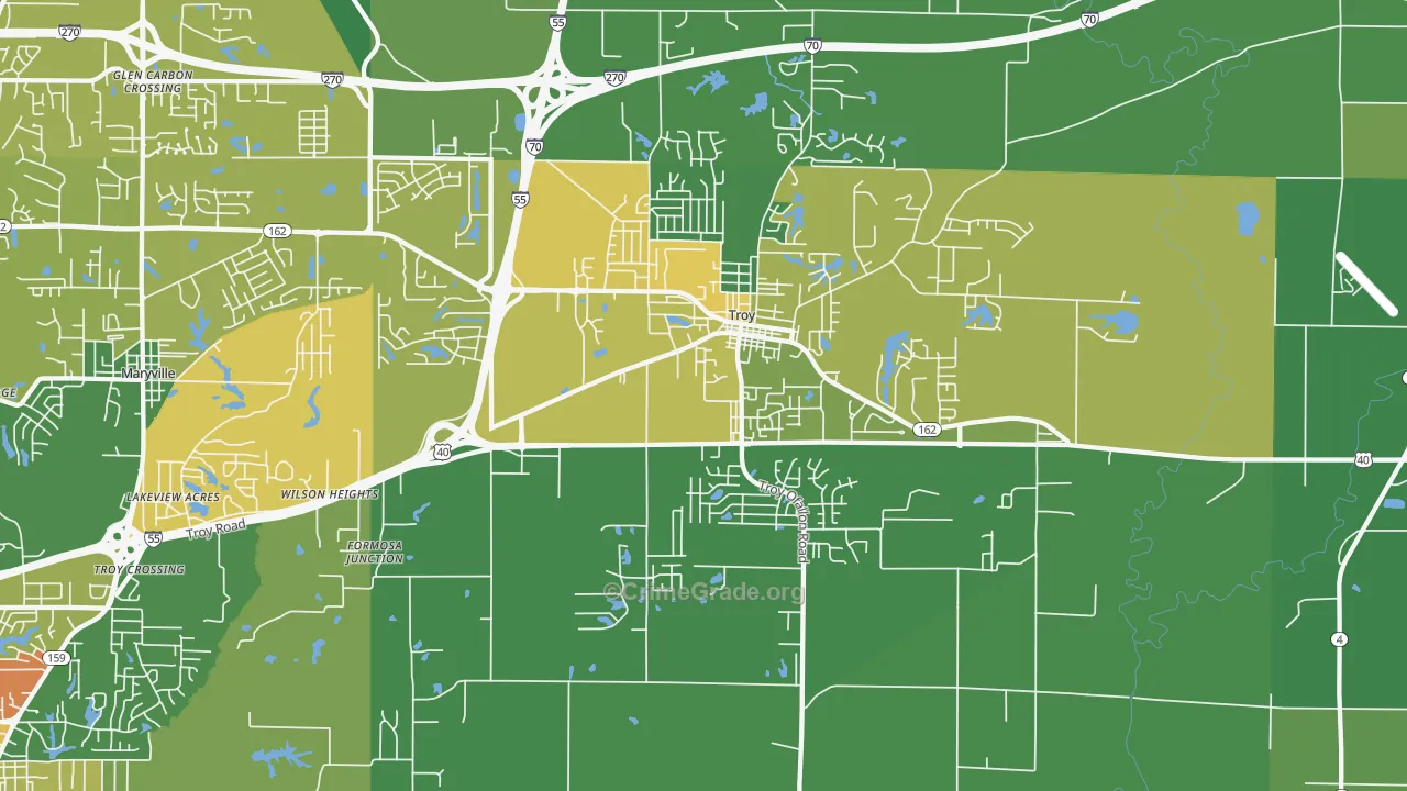 Troy, IL Map of Assault Rates